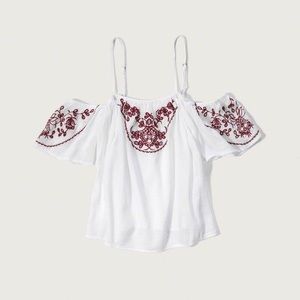 Abercrombie white cold shoulder peasant top